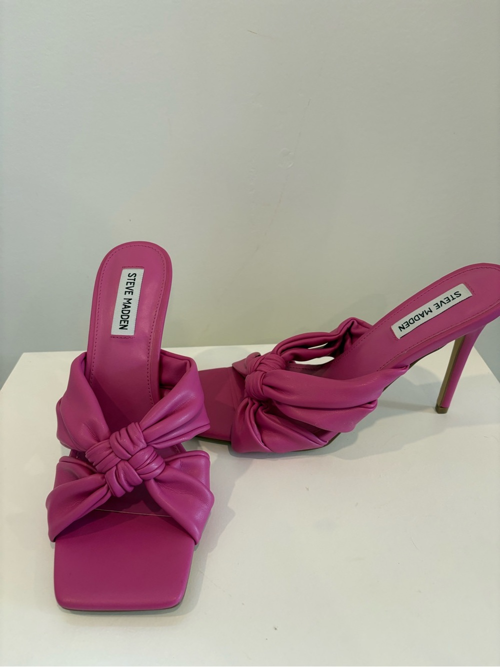 Steve Madden Hot Pink Knot-Detail Stiletto Sandals